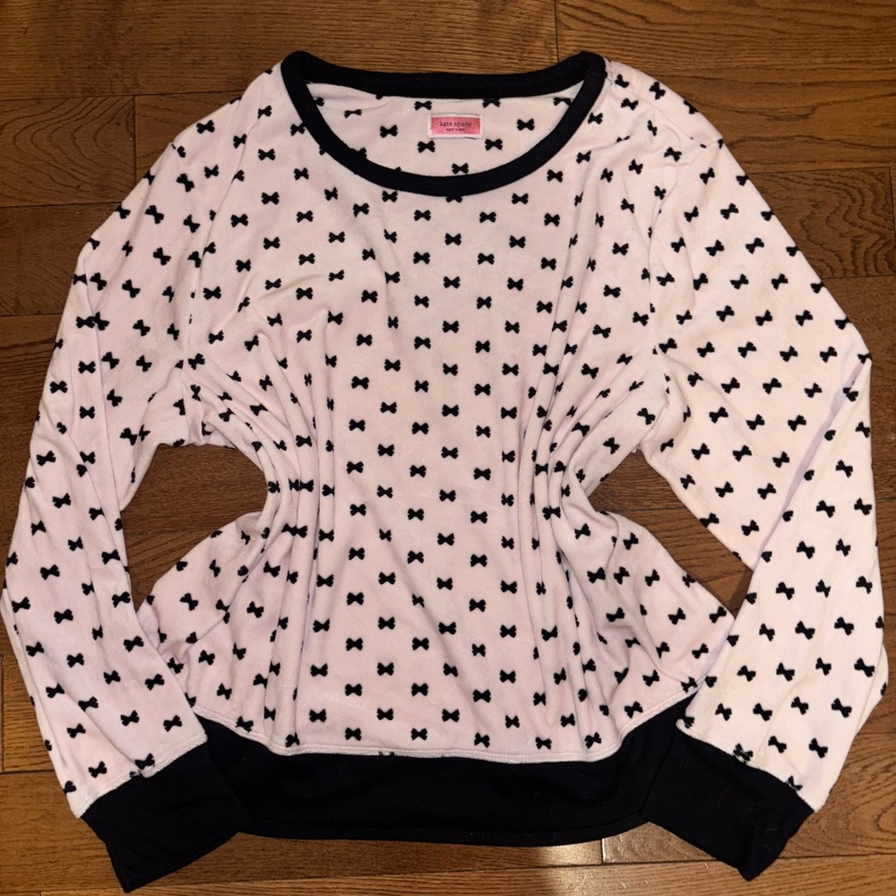 Kate Spade Cashmere Black and White Bow Pattern Top